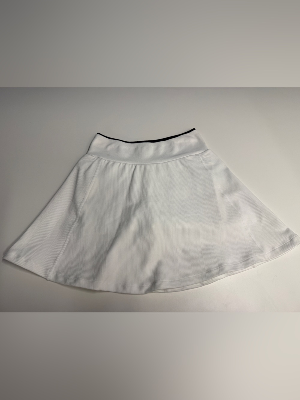 Fabletics White Skater Skirt with Black Waist Trim